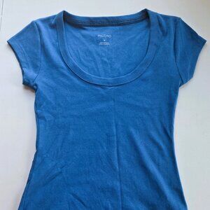 Pilcro Ribbed Scoop Neck T-shirt Blue